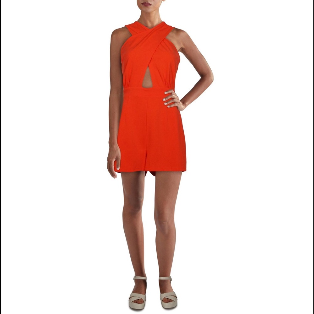 Bar lll Women’s Orange Cross-Front Romper Size 8